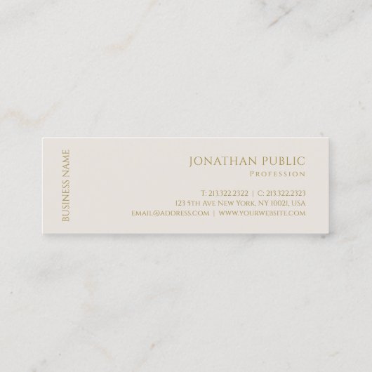 Carte De Visite Mini Moderne élégant des textes simples simples (Dos)