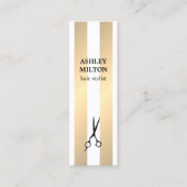 Carte De Visite Mini Moderne Elegant Golden Stripes Coiffeur (Devant)