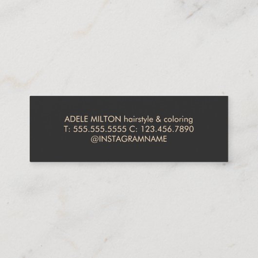Carte De Visite Mini Moderne élégant gris foncé pastel ciseaux cheveux (Dos)