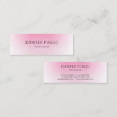 Carte De Visite Mini Moderne Elégant Modèle blanc rose personnalisé (Devant / Derrière)