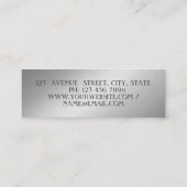 Carte De Visite Mini Moderne Elégant professionnel Silver Stripe Vert (Dos)