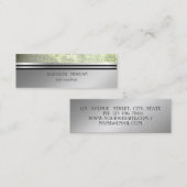 Carte De Visite Mini Moderne Elégant professionnel Silver Stripe Vert (Devant / Derrière)