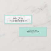 Carte De Visite Mini Moderne en marbre blanc & menthe vert technicien d (Devant / Derrière)