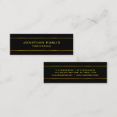 Carte De Visite Mini Moderne Excellent Design Modèle Cool Black Gold (Devant / Derrière)