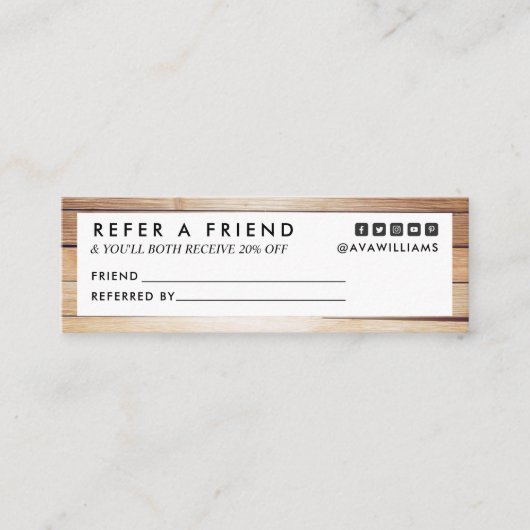 Carte De Visite Mini Moderne Luxe Bois Propre Disposition Référence (Devant)