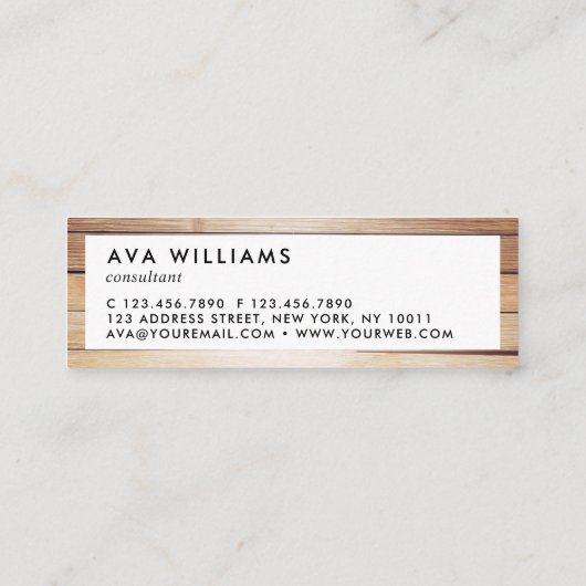 Carte De Visite Mini Moderne Luxe Bois Propre Disposition Référence (Dos)