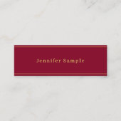 Carte De Visite Mini Moderne modèle simple rouge bordeaux or texte (Devant)