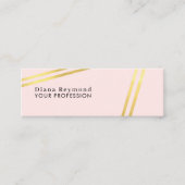 Carte De Visite Mini Moderne Parallèle Faux Gold Stripes Pont Rose (Devant)