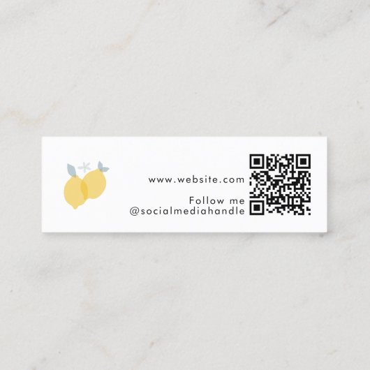 Carte De Visite Mini Moderne Pastel Citrus Lemons QR Code Minimal (Dos)