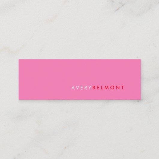 Carte De Visite Mini Moderne Pink Simple Professionnel (Devant)