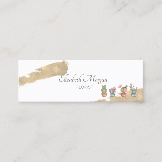 Carte De Visite Mini Moderne professionnel Brush Stroke Succulents (Devant)
