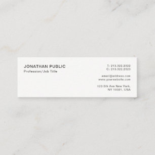 Carte De Visite Mini Moderne Professionnel Élégant Blanc Simple Plain