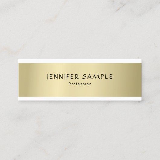 Carte De Visite Mini Moderne professionnel élégant Or look simple simpl (Devant)