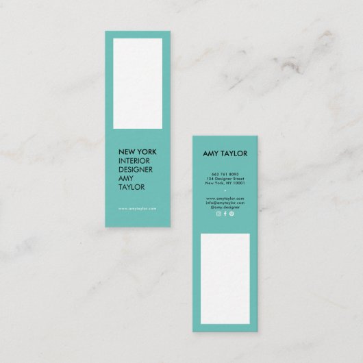 Carte De Visite Mini Moderne simple lumière turquoise élégant (Devant / Derrière)