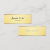 Carte De Visite Mini Moderne Simple Modèle Élégant Glamour Faux Gold (Devant / Derrière)