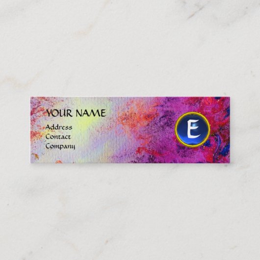 Carte De Visite Mini MON MONOGRAM brillant fuchsia violet bleu (Devant)