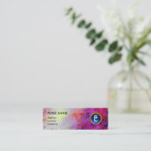 Carte De Visite Mini MON MONOGRAM brillant fuchsia violet bleu (Debout devant)