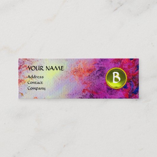Carte De Visite Mini MON MONOGRAM brillant fuchsia violet jaune (Devant)