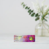 Carte De Visite Mini MON MONOGRAM brillant fuchsia violet jaune (Debout devant)