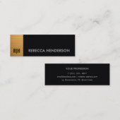 Carte De Visite Mini Monogram Gold Bar & Black Leather (Devant / Derrière)