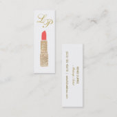 Carte De Visite Mini Monogram Gold Sequin Lipstick Artiste maquillage (Devant / Derrière)