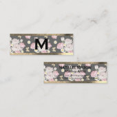 Carte De Visite Mini Monogram Or | Fleurs Roses (Devant / Derrière)
