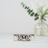 Carte De Visite Mini Monogram Or | Fleurs Roses (Debout devant)