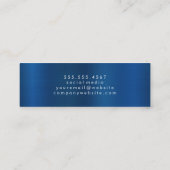 Carte De Visite Mini Monogramme | Arrière - plan bleu métallique (Dos)