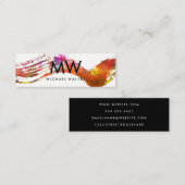 Carte De Visite Mini Monogramme avec aquarelle moderne brossé (Devant / Derrière)