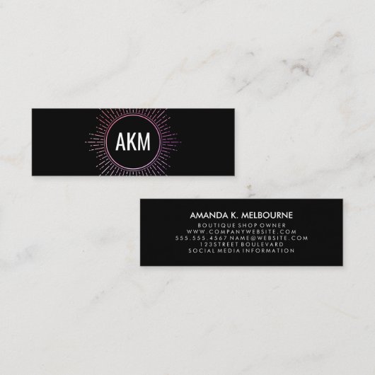 Carte De Visite Mini Monogramme avec éléments d'éclairage (Devant / Derrière)