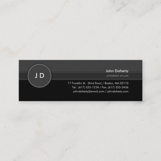 Carte De Visite Mini Monogramme| Avocat de droit classique (Devant)