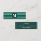 Carte De Visite Mini Monogramme bandes turquoises (Devant / Derrière)