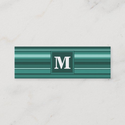 Carte De Visite Mini Monogramme bandes turquoises (Devant)