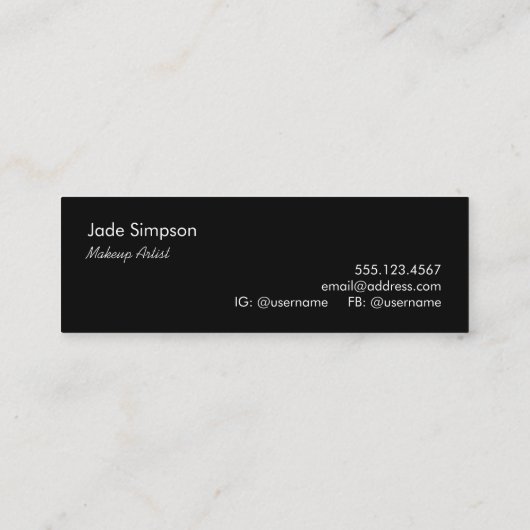 Carte De Visite Mini Monogramme Beauté Sequin Cute Maquillage Artiste L (Dos)