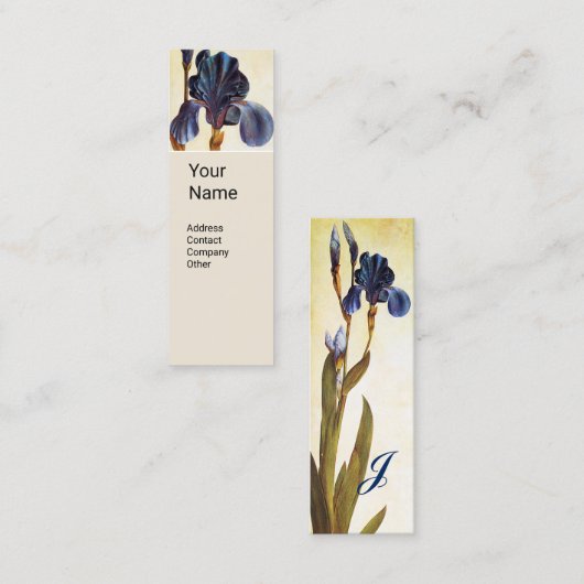 Carte De Visite Mini Monogramme BLUE IRIS (Devant / Derrière)