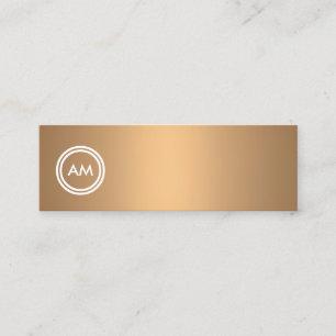 Carte De Visite Mini Monogramme circulaire décalé sur Faux Copper