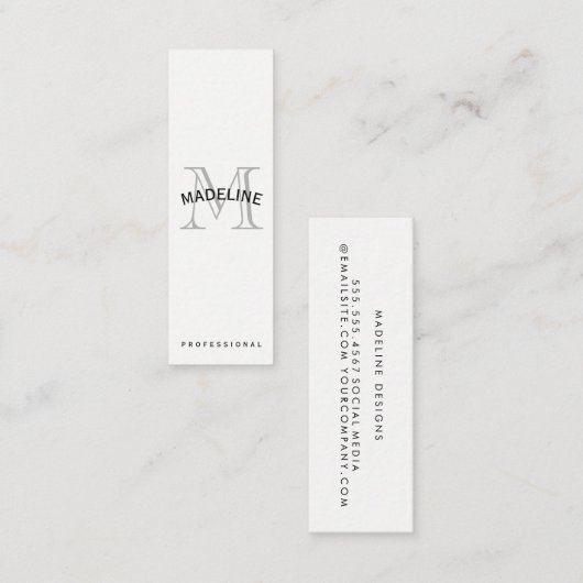 Carte De Visite Mini Monogramme classique avec texte arc (Devant / Derrière)