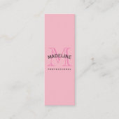 Carte De Visite Mini Monogramme classique rose avec texte en arc (Devant)