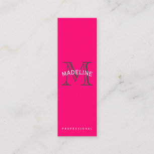 Carte De Visite Mini Monogramme classique rose chaud avec texte en arc