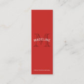 Carte De Visite Mini Monogramme classique rouge avec texte arc (Devant)