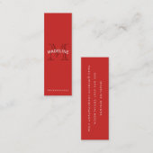 Carte De Visite Mini Monogramme classique rouge avec texte arc (Devant / Derrière)