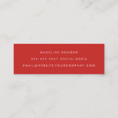 Carte De Visite Mini Monogramme classique rouge avec texte arc (Dos)