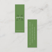 Carte De Visite Mini Monogramme classique vert avec texte en arc (Devant / Derrière)