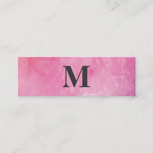 Carte De Visite Mini Monogramme couleur d'eau rose (Devant)