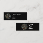 Carte De Visite Mini MONOGRAMME DE LA MÉDALLION ROMAINE ANTIQUE, Noir (Devant / Derrière)