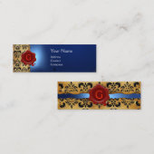 Carte De Visite Mini MONOGRAMME DE PARCHEMENT DE SCEAU CIRE bleu (Devant / Derrière)