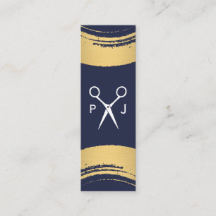 Carte De Visite Mini Monogramme de salon moderne / Gold brossé / Stylis