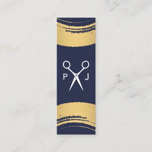 Carte De Visite Mini Monogramme de salon moderne / Gold brossé / Stylis (Devant)