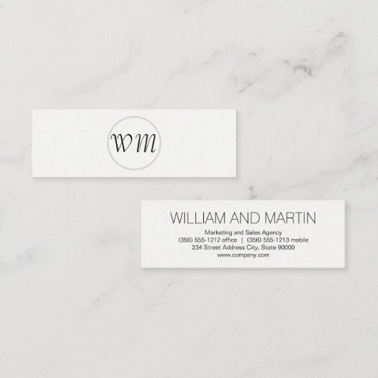 Carte De Visite Mini Monogramme de script / entreprise (Devant / Derrière)