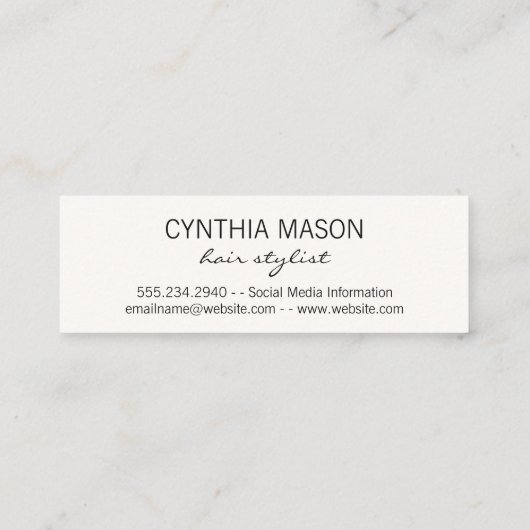 Carte De Visite Mini Monogramme de script / Gris lisse brossé (Dos)